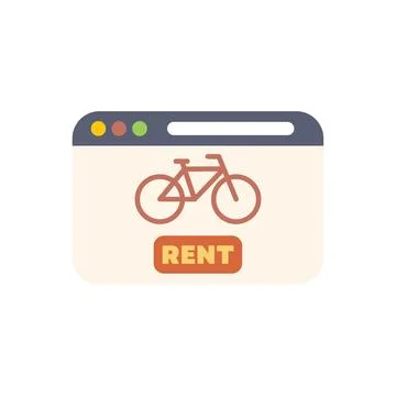 Online bicycle rent website interface with red button on screen 스톡 일러스트