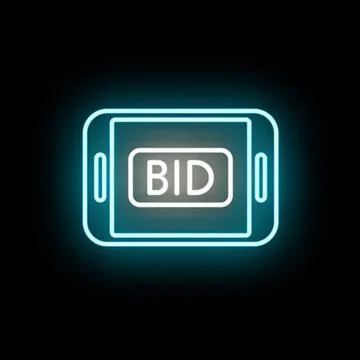 Online bidding platform icon glowing in neon Stock Illustration