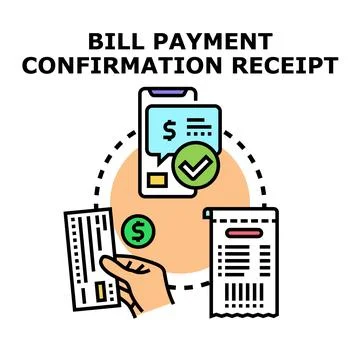 Online bill payment confirmation and digital receipt Stock Illustration