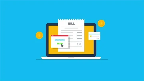 Online bill payment, internet banking, financial technology animation concept. Stock Footage 159578565