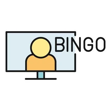 Online bingo game with avatar on computer screen 스톡 일러스트