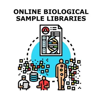 Online biological data samples and genetic libraries Stock Illustration