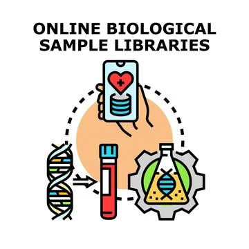 Online biological sample libraries research and analysis Stock Illustration