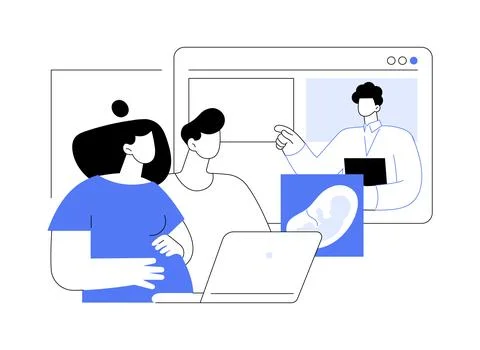 Online birth classes abstract concept vector illustration. Illustrazione stock