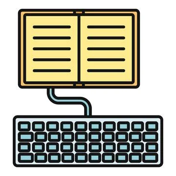 Online book and keyboard representing digital education Stockillustratie
