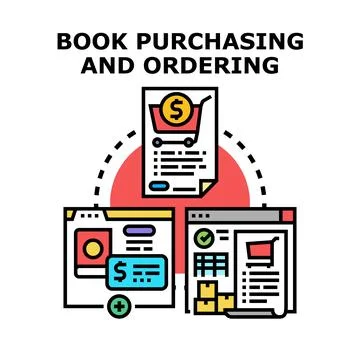 Online book purchasing and ordering process concept Stock Illustration