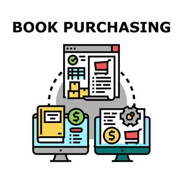 Online book purchasing concept with digital education and e commerce Stock Illustration
