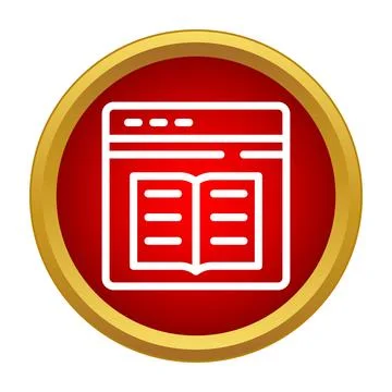 Online book reading on an internet browser page icon Stock Illustration