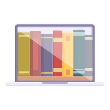 Online book stack icon cartoon vector. Digital library 스톡 일러스트