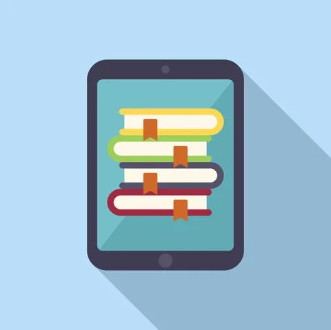 Online book stack icon flat vector. Student education 스톡 일러스트