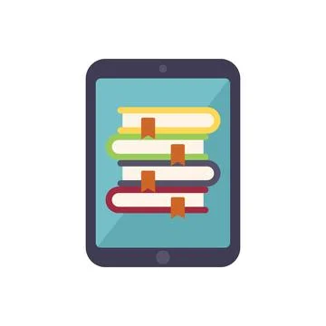Online book stack icon flat vector. Student education Stock Illustration