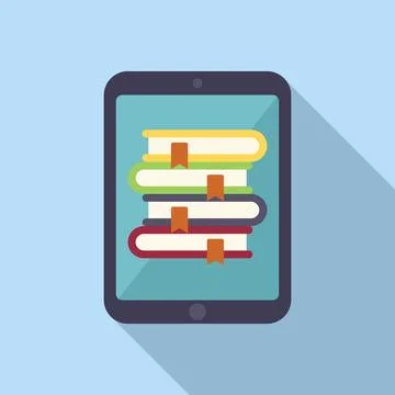 Online book stack icon flat . Student education Stock Illustration