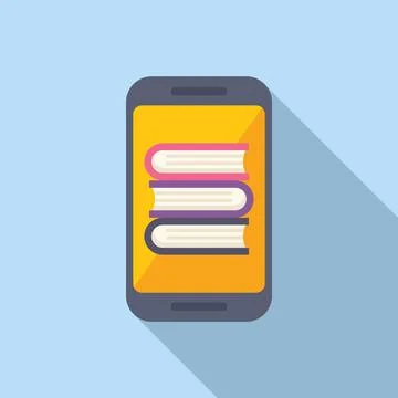 Online book stack icon flat vector. Reading digital device 스톡 일러스트