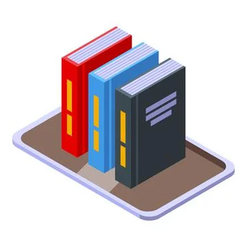 Online book stack icon isometric vector. Receive income 스톡 일러스트