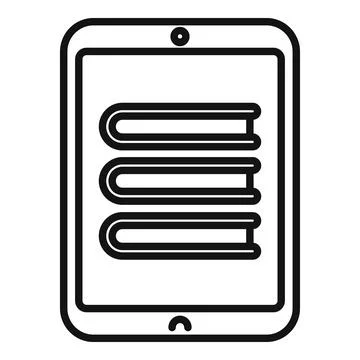 Online book stack icon outline vector. Student education 스톡 일러스트