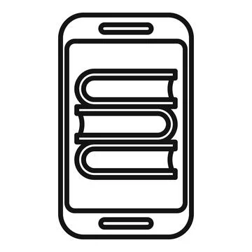 Online book stack icon outline vector. Reading digital device Illustrazione stock