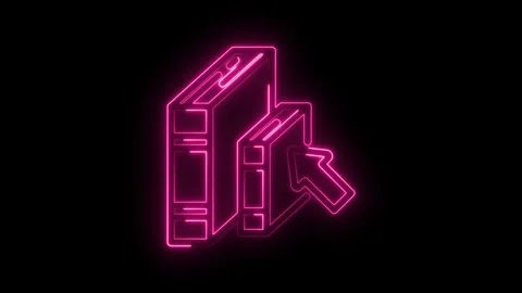 Online book store glowing neon sign on black background for digital learning and Stock Footage 330784917