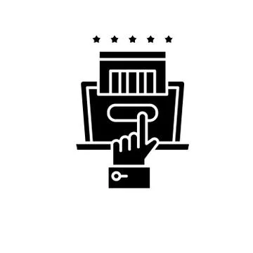 Online booking black icon, vector sign on isolated background. Online booking Illustrazione stock