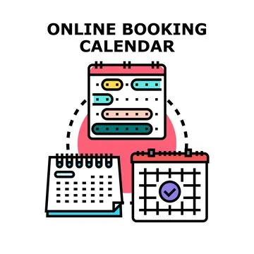 Online booking calendar system for appointment scheduling Ilustración de archivo