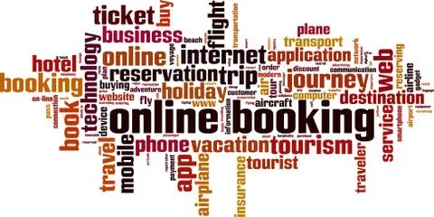Online booking word cloud Stock Illustration