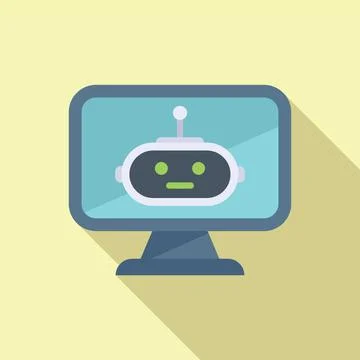 Online bot icon flat vector. Office service Illustrazione stock