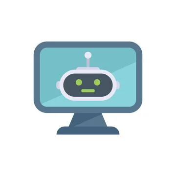 Online bot icon flat vector. Office service Illustrazione stock