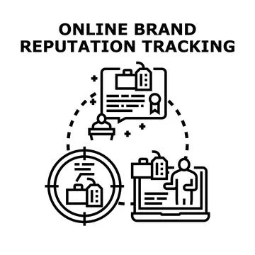 Online brand reputation tracking analysis measuring public perception Stock Illustration