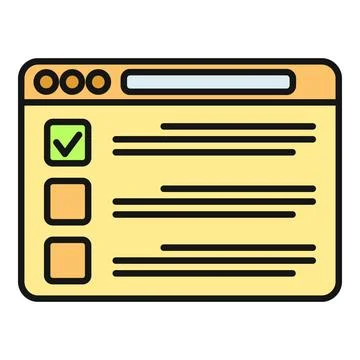 Online browser window showing a checklist survey Illustrazione stock