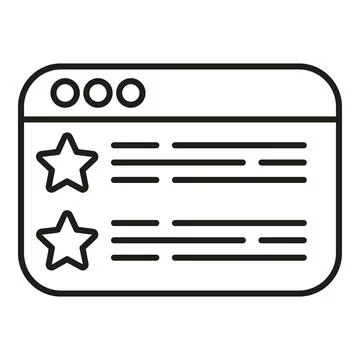 Online browser window showing star rating and review Illustrazione stock