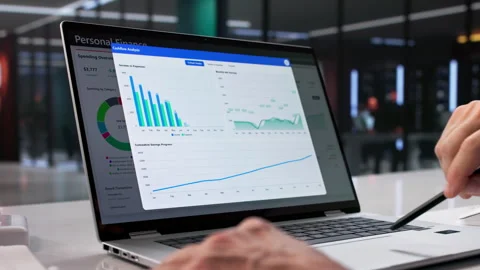 Online Budget App For Tech-Savvy Man Stock Footage 328717707