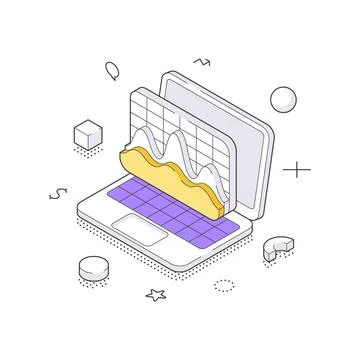 Online Business Analytics And Web Data Statistics On Laptop Isometric Vecto.. 库存插图