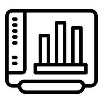 Online business analytics software displaying growing bar chart on computer Illustrazione stock