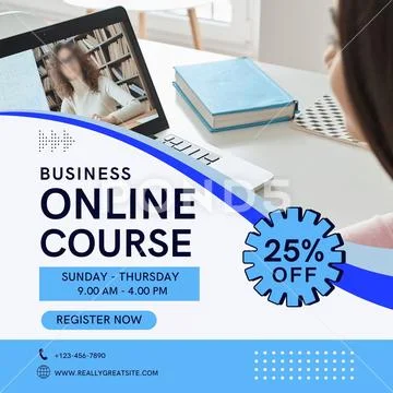 Online business course with 25 discount offer PSD Template