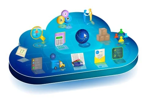 Online business process managing in cloud application. Concept Stock Illustration