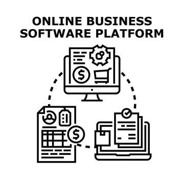 Online business software platform connecting digital operations Stock-Illustration