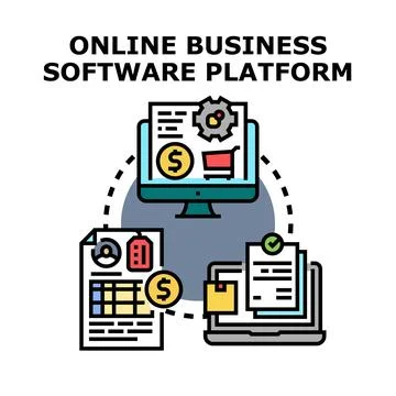 Online business software platform connecting digital operations Stock Illustration