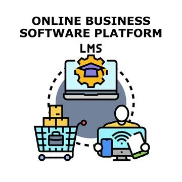 Online business software platform developing learning management system 库存插图