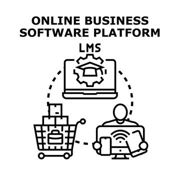 Online business software platform developing learning management system Stock Illustration