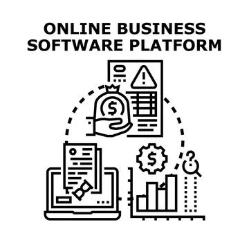 Online business software platform processing financial data 库存插图