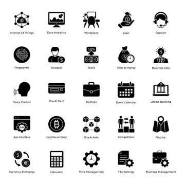 Online Business Solid Vectors Pack Stock Illustration