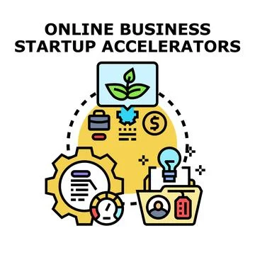 Online business startup accelerators supporting new venture growth Stock Illustration