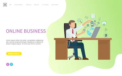 Online Business Web Poster, Processes in Computer Illustrazione stock