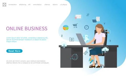Online Business Web Poster, Processes in Computer Illustrazione stock