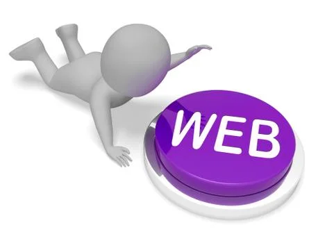 Online Button Indicates Browsing Online 3d Illustration Stock Illustration