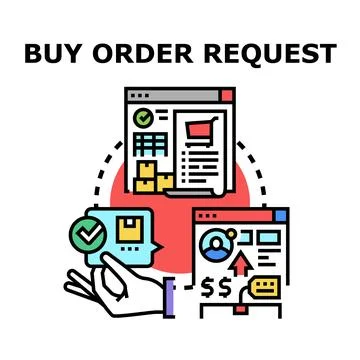 Online buying order request process flow concept Stock Illustration