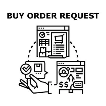 Online buying order request process flow concept Stock Illustration
