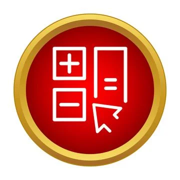 Online calculator icon showing basic math operations Stockillustratie