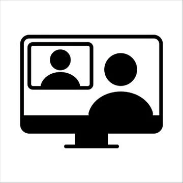 Online call. Home office. Vector icon. Stock Illustration