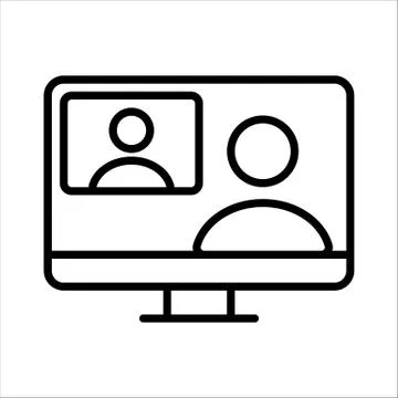 Online call. Home office. Vector icon. Stock Illustration