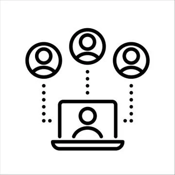 Online call. Home office. Vector icon. Stock Illustration
